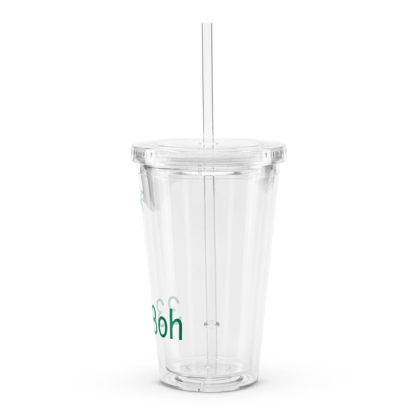 3348oh Clear Plastic Tumbler – 16 Oz Insulated Cup with Lid and Straw