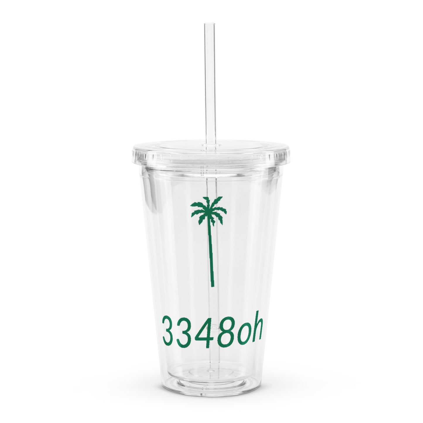 3348oh Clear Plastic Tumbler – 16 Oz Insulated Cup with Lid and Straw