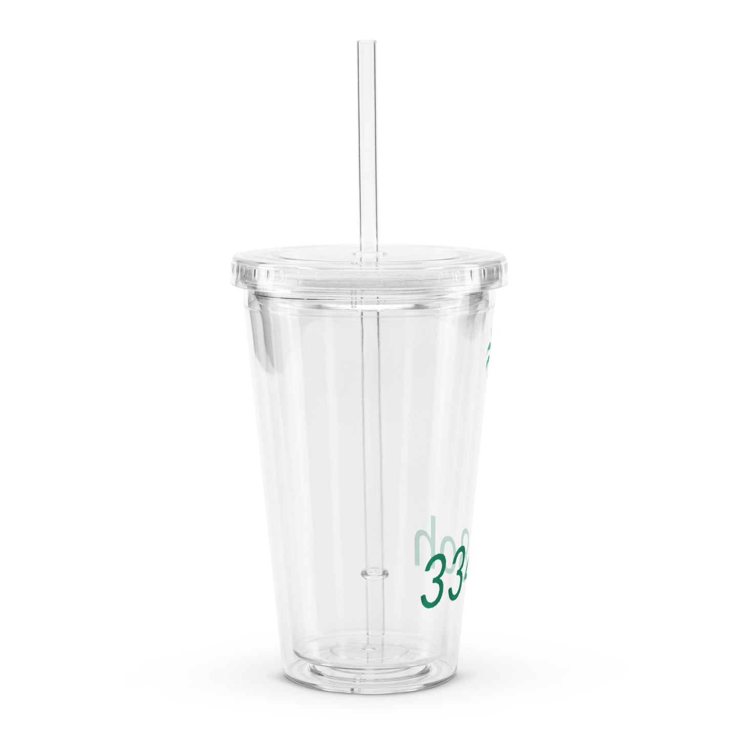 3348oh Clear Plastic Tumbler – 16 Oz Insulated Cup with Lid and Straw