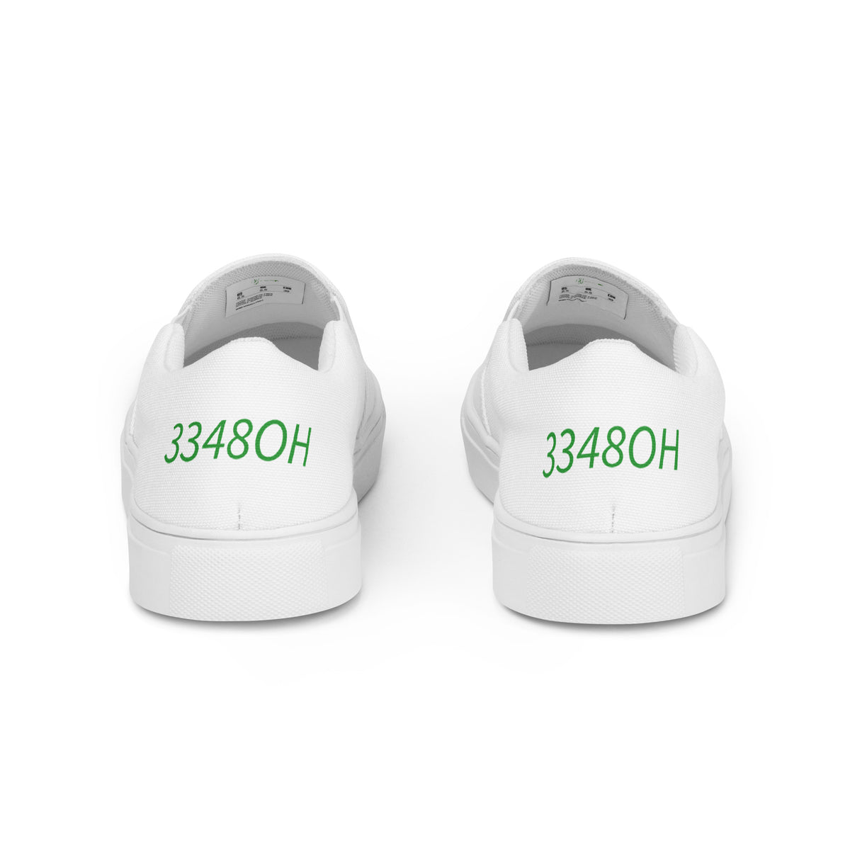 3348oh men's slip-on canvas shoes, in white, back view, product mockup