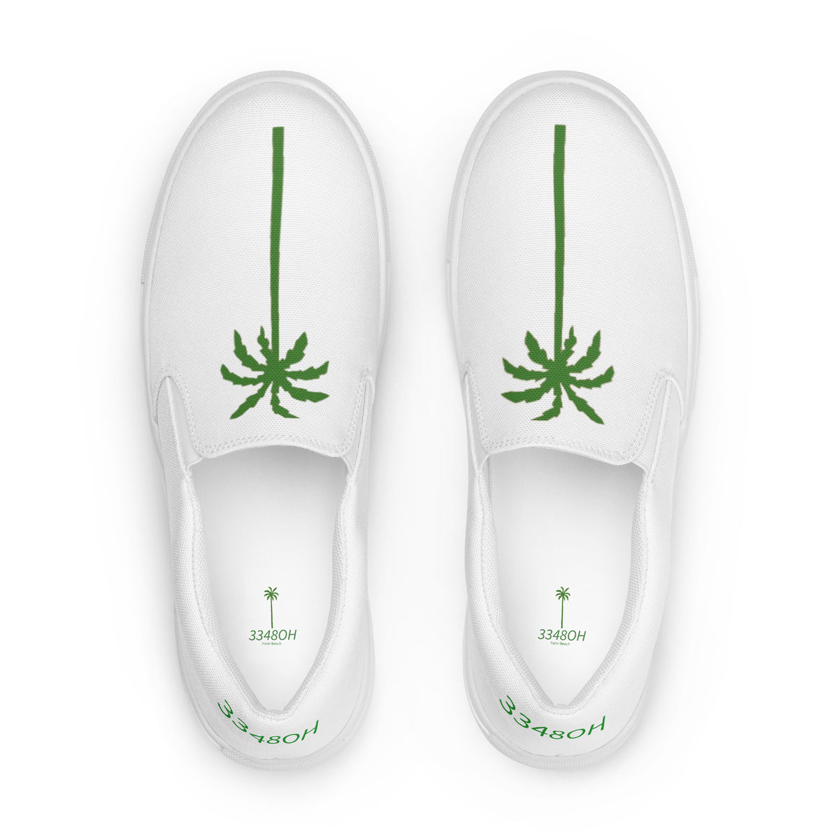 3348oh men's slip-on canvas shoes, in white, front view, product mockup