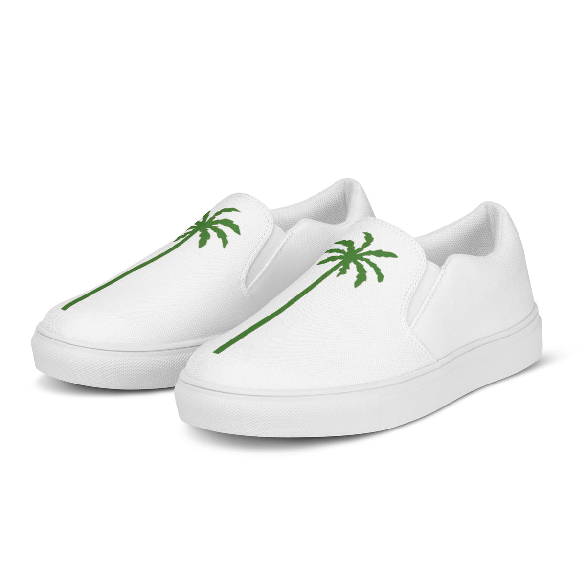 3348oh men's slip-on canvas shoes, in white, front view, product mockup